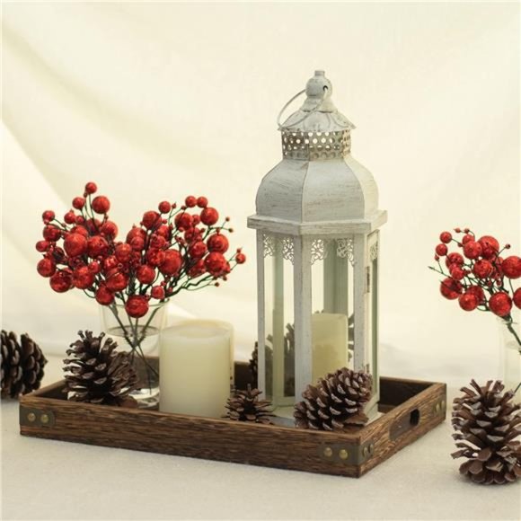 Red Christmas Berry Picks Decor Pack of 9 Artificial Glittered Berries Stems - Picture 6 of 7
